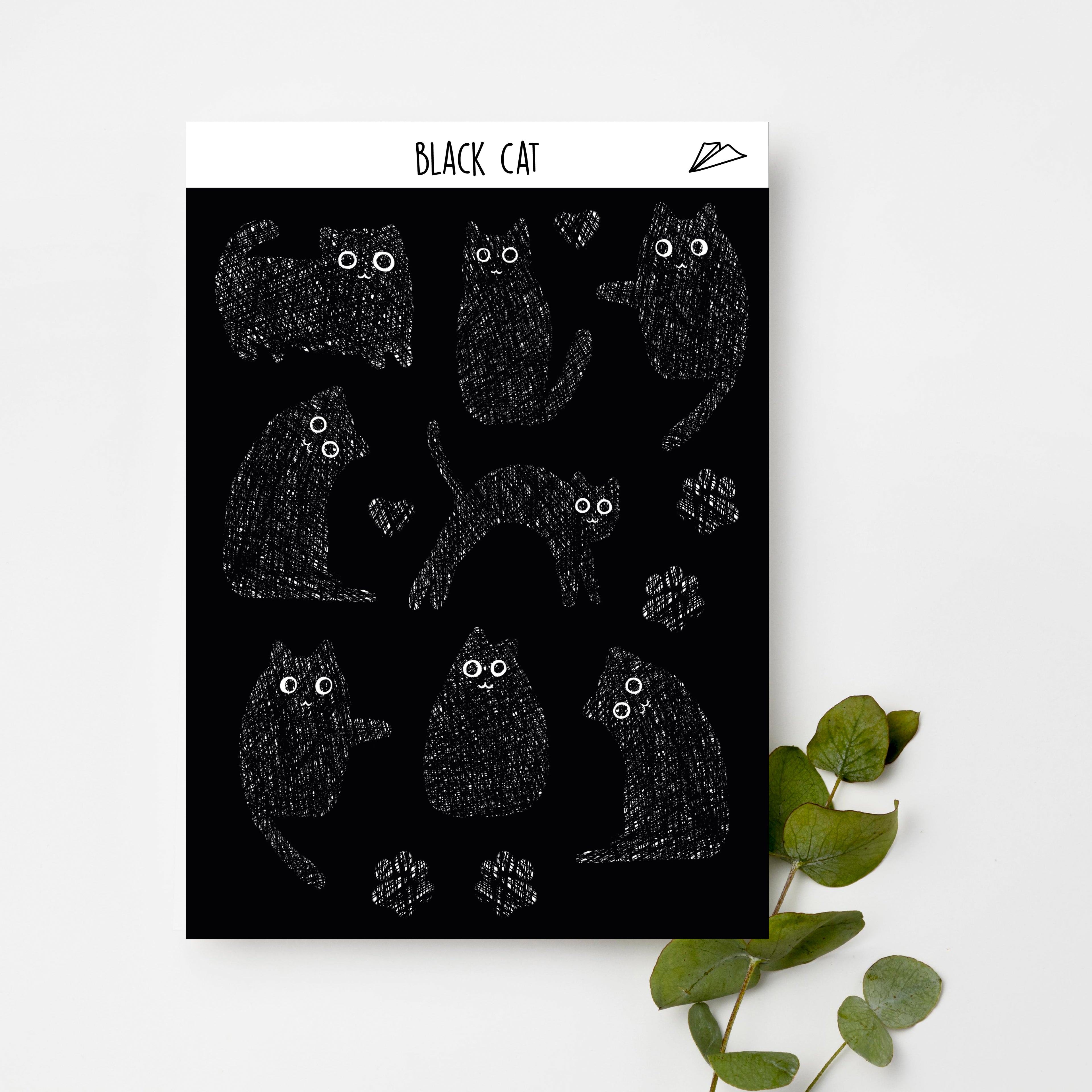 Black cat sticker