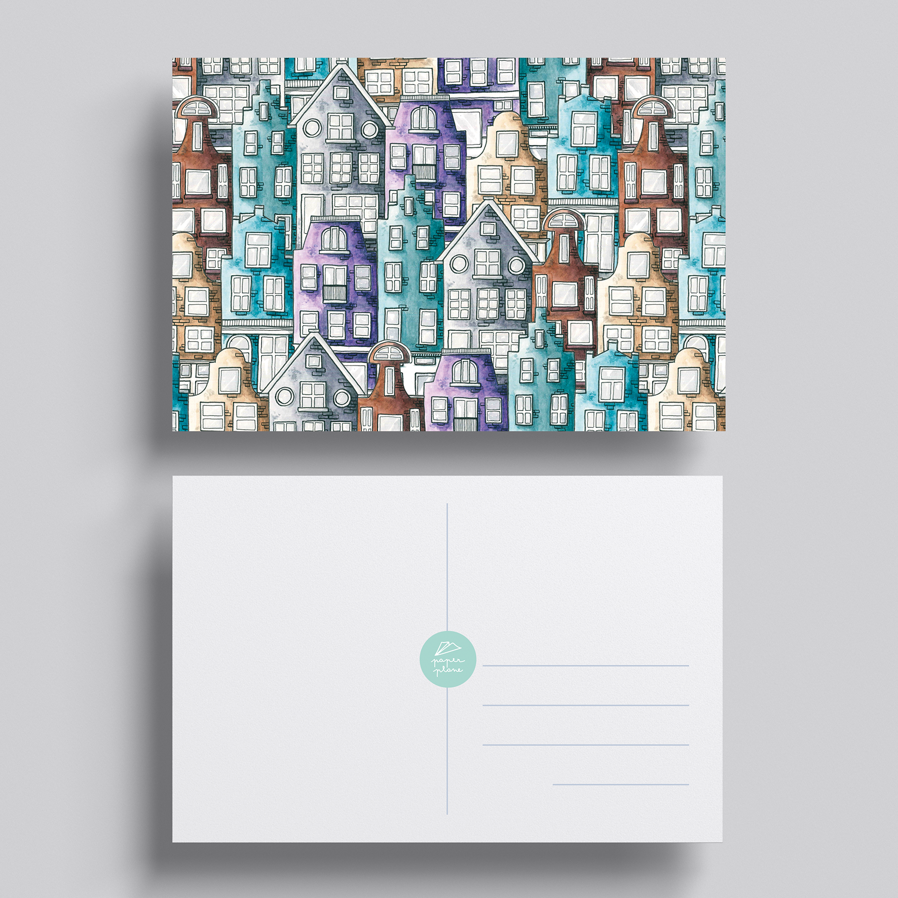 POSTCARD crooked houses